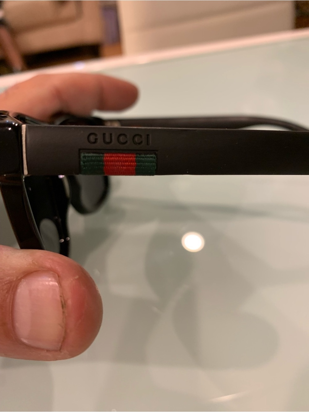Gucci Black Sunglasses with Green and Red Stripe